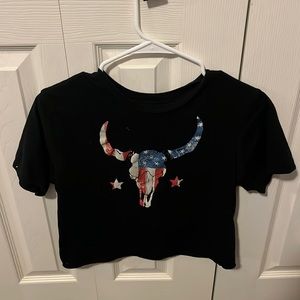 Cropped black American flag tee